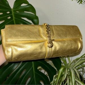 Juicy Couture Gold Leather Clutch Purse